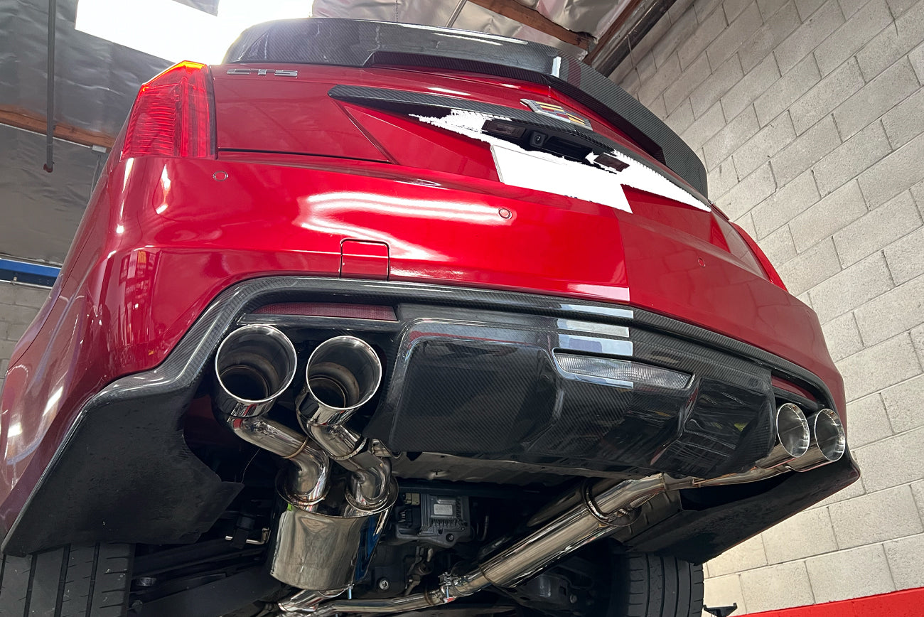 2016+ Cadillac CTS-V V3 Sedan | NPP Valved Axle Back Quad BLACK Tips Exhaust